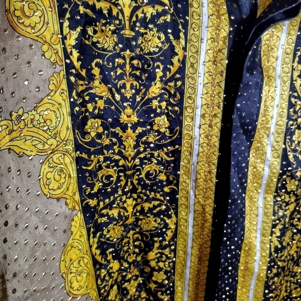 Monzini Collection Silk Metallic Sequence Leopard… - image 2